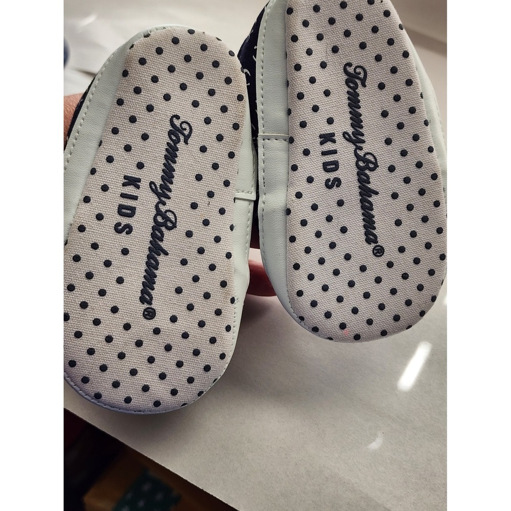 Tommy Bahama Kids Navy Blue Anchor Print Slip On Crib Shoes 12-18 Months - Picture 3 of 4